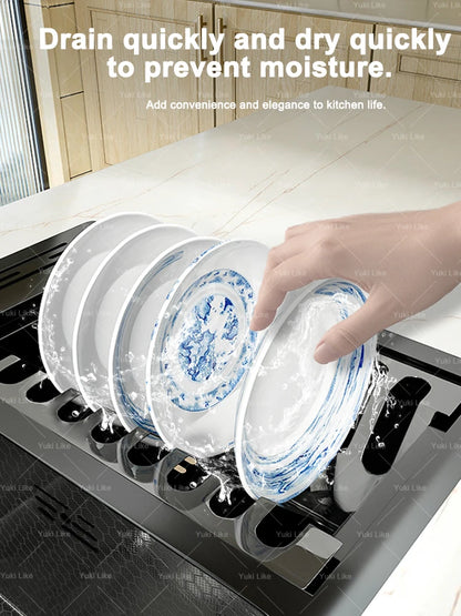 Stainless Steel Waterfall Kitchen Sink New With Draining Rack Digital Display Large Single Slot Dishwashing Sinks Wash Bowl