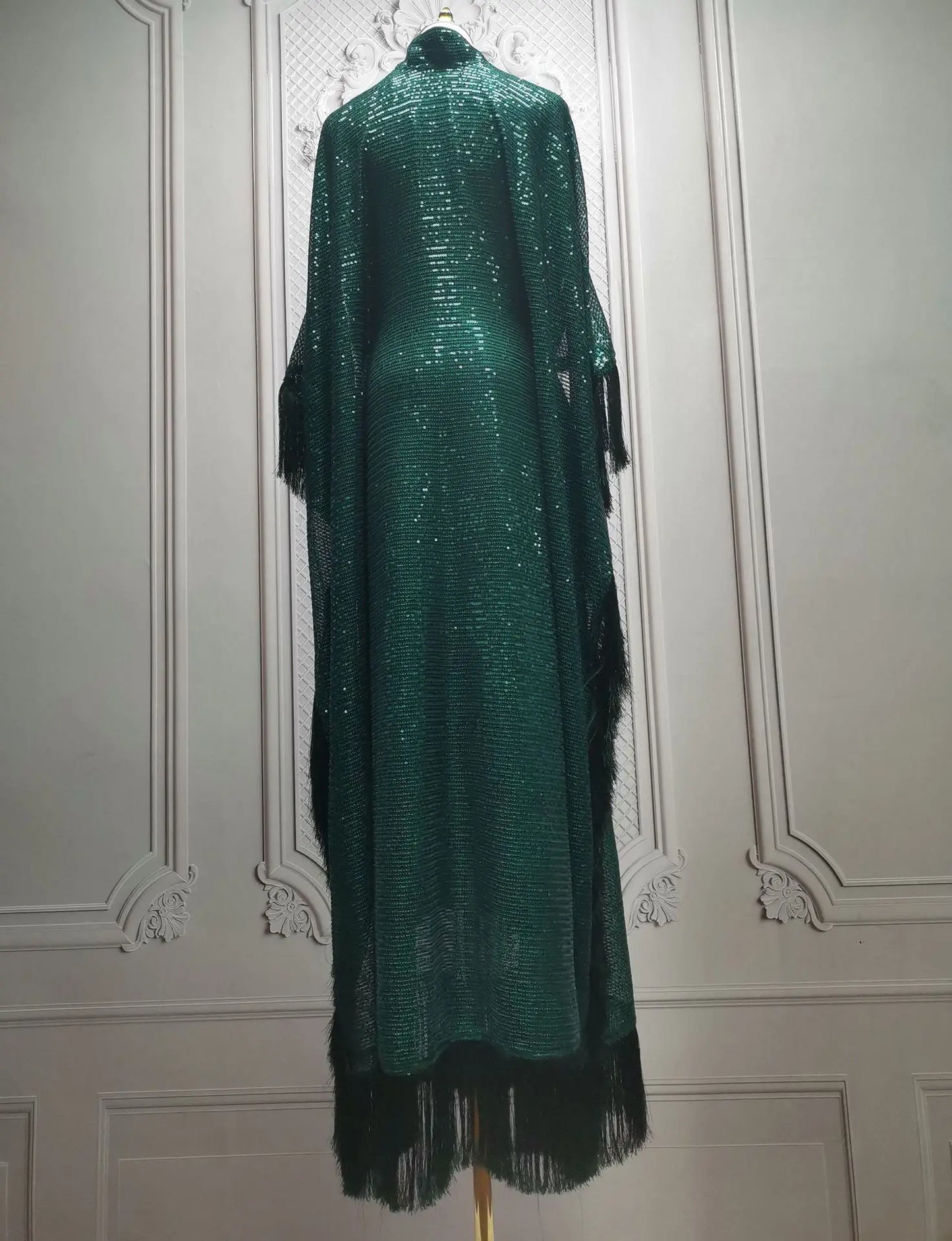 Ramadan Eid Tassel Sequin Batwing Abaya Dubai Women Islam Muslim Maxi Kaftan Dresses Kebaya Caftan Marocain Robe Femme Musulmane.
