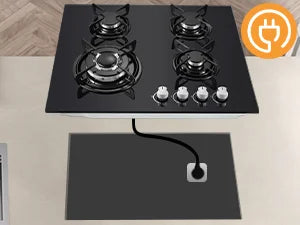 60cm Built-in Gas Hob 4 Burner | Auto Thermocouple & Safety Lock | 4-Zone Tempered Glass 8060W with Auto Ignition.