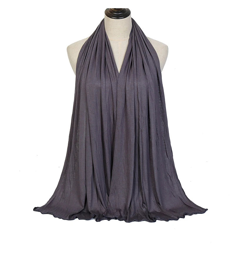 Modal Cotton Jersey Hijab Scarf Long Muslim Shawl Plain Soft Turban Tie Head Wraps For Women Africa Headband 170x60cm.