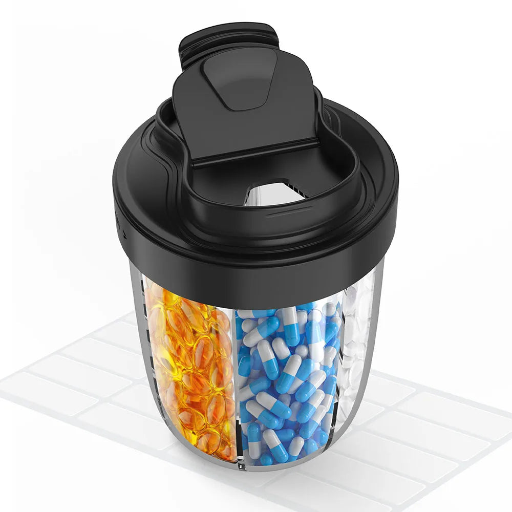 7 Grids Large Capacity Cup Storage Box Vitamin Medicine Fish Oil Portable Travel Medicine Dispenser Sealed Pill Storage Box.