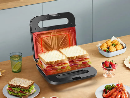 Aigostar - Toaster for 2 Sandwiches, Toaster Plate with Non-Stick Ceramic Coating, Automatic Temperature Control 180-200°C, Indi.