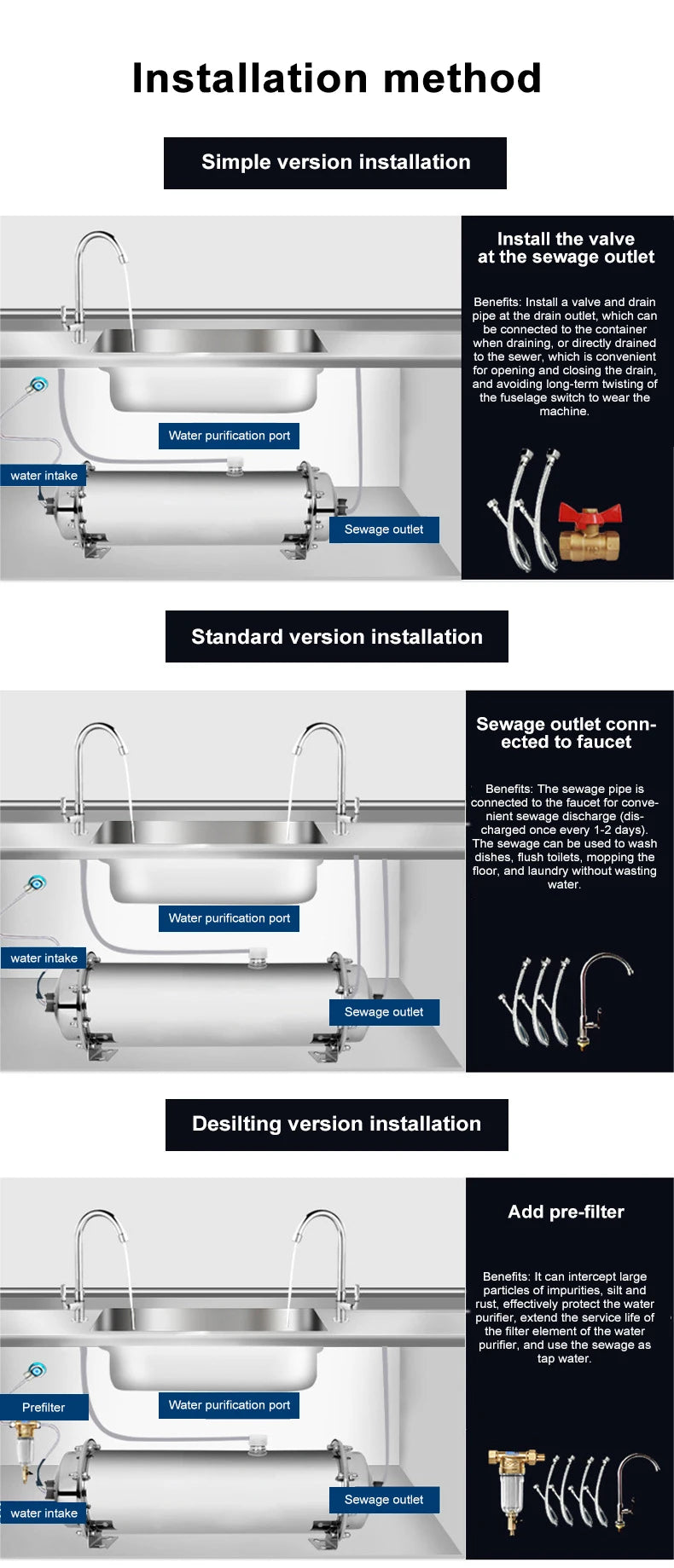 3000L Water Filter Machine 304 Stainless Steel Direct Drink Water Purification Equipment For Kitchen Restaurant Drink Filters.