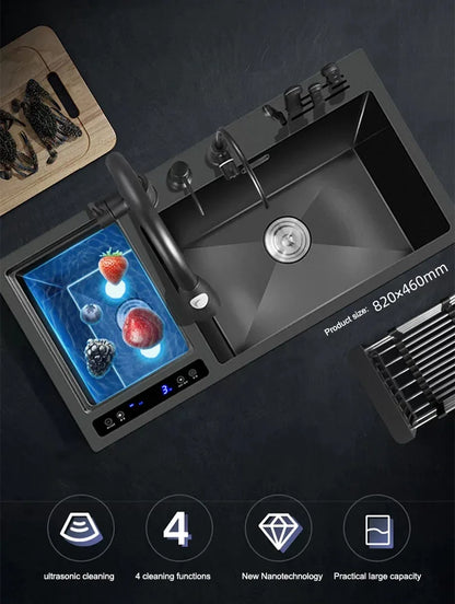 Kitchen Sink Stainless Steel Dishwashing Sink Ultrasonic Sink Dishwasher Multifunctional Intelligent Net Washer For Kitchen