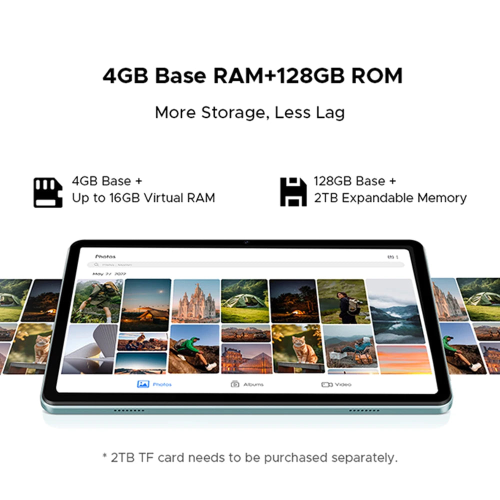 DOOGEE Tab A9 Pro Tablet 10.1" HD Display Android 15 20GB(4+16) 128GB 6580mAh Large Battery Dual Speakers Pad PC 2 In 1 Tablet.