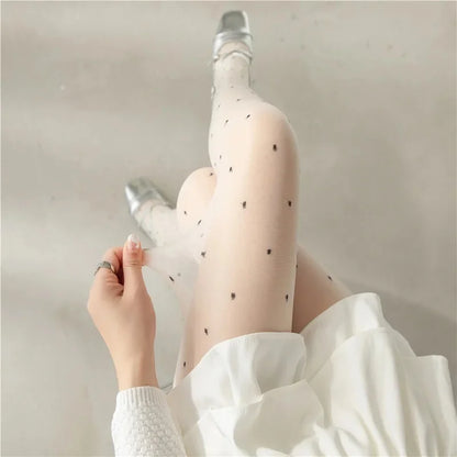 Sexy Blue Butterfly Net Stockings Women's Long Tube Socks Invisible Sweat Absorbent Polka Dot Design Pure Desire Stockings