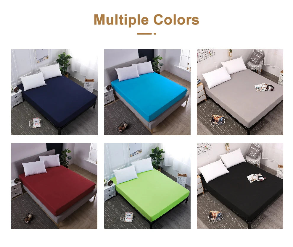 Waterproof Bed Fitted Sheet with Elastic Band Replace Mattress Protector for Single Double Bed, Twin Full Queen King Muti Size.