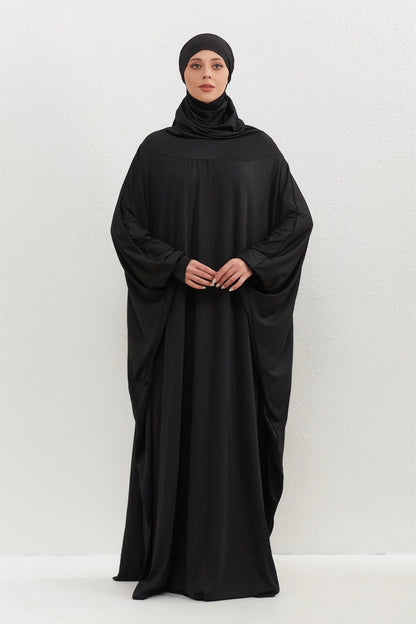 Muslim Abayas Hijab Hooded Smocking Sleeve One-piece Prayer Dress Women Jilbabs Kaftans Islamic Dubai Saudi Robe Turkish Modesty