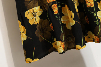 Women Floral Printed Maxi Dresses Spring Summer Casual O Neck Full Sleeve High Waist A Line Boho Beach Party Long Dress Vestidos.