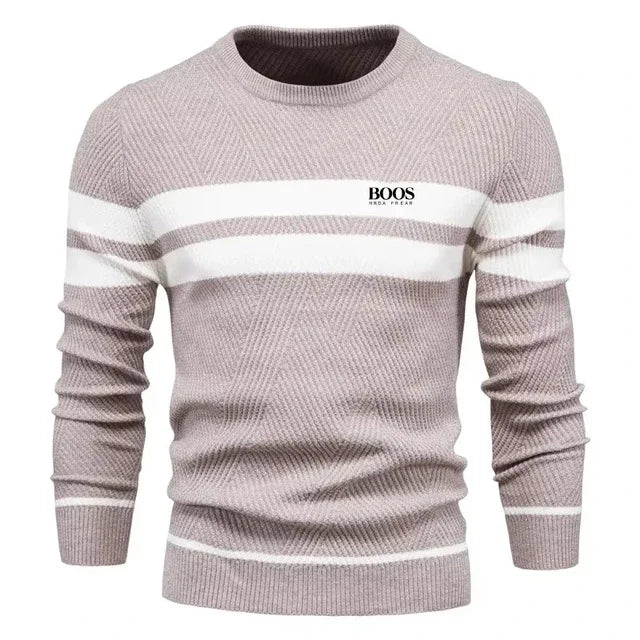 New Autumn Pullover Men's Sweater O-neck Patchwork Long Sleeve Warm Slim Sweaters Men Casual Fashion Sweater Men Clothing