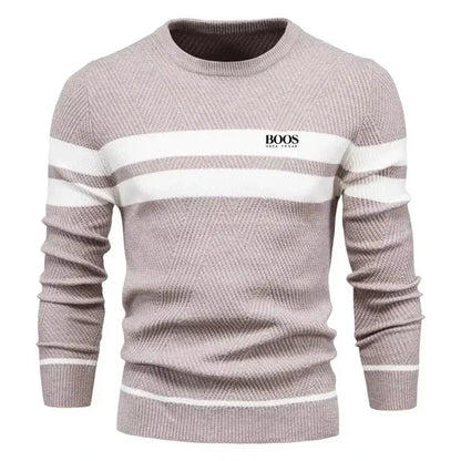 New Autumn Pullover Men's Sweater O-neck Patchwork Long Sleeve Warm Slim Sweaters Men Casual Fashion Sweater Men Clothing