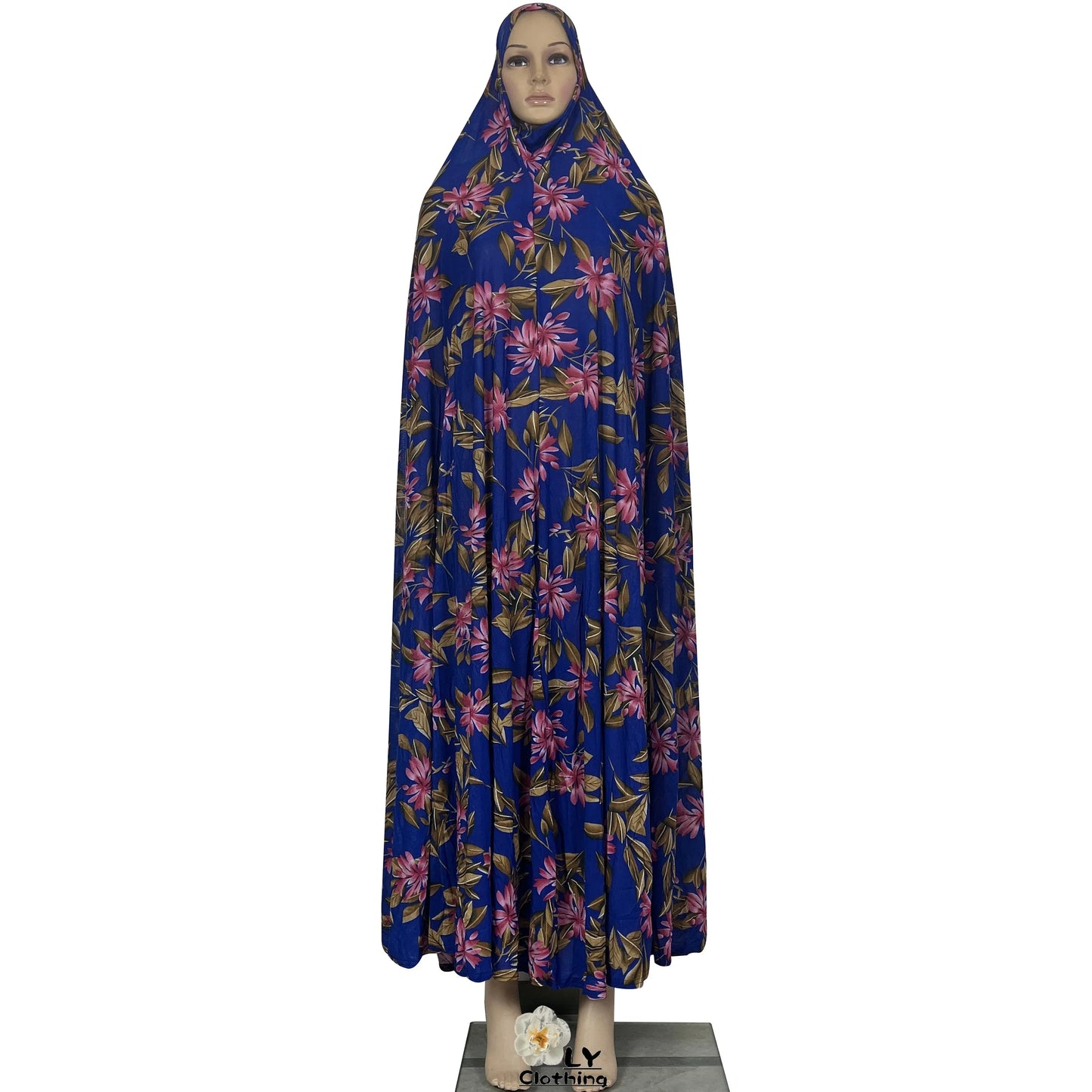 New Dubai Islamic Robe Ramadan Womens Hooded Abaya African Sleeveless Loose Soft Prayer Garment Muslim Floral Dress With Hijab.