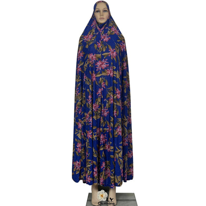 New Dubai Islamic Robe Ramadan Womens Hooded Abaya African Sleeveless Loose Soft Prayer Garment Muslim Floral Dress With Hijab.