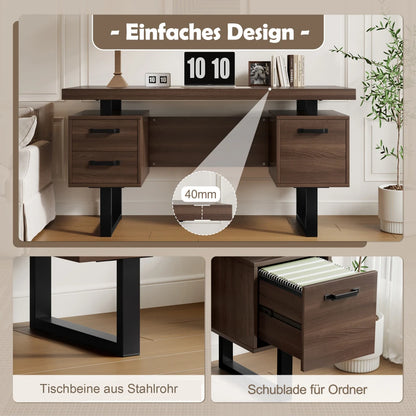Moderner Schreibtisch im minimalistischen Stil, MDF-Desktop mit hochwertigem Stahlrohr, super langlebig, Aufbewahrungsdesign, geräuschlose Schublade