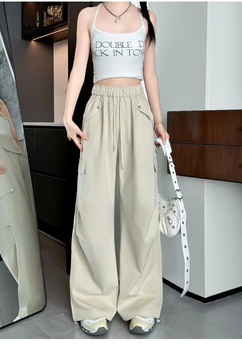 Amerikanischer Fallschirm mit niedriger Taille für Damen im Frühling und Herbst 2022, neue Bergsteiger-Jogginghose mit weitem Bein, schlanke Sport-Arbeitshose.