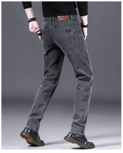 Fashionable Casual Men's Jeans Slim Straight Long Pants Versatile Spring Autumn Winter New Style High Waist Trousers.