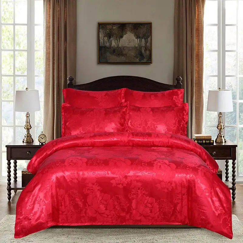 European Satin Jacquard Duvet Cover Set High Quality Smooth and Skin Friendly Comforter Cover Set Summer Bedding Kit for Adults.