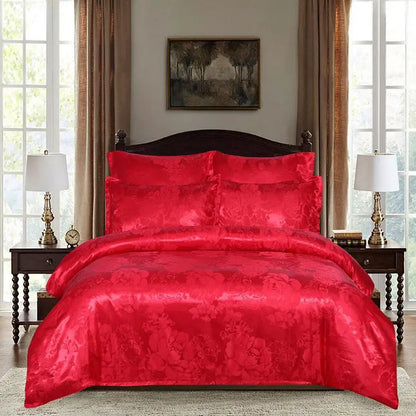 European Satin Jacquard Duvet Cover Set High Quality Smooth and Skin Friendly Comforter Cover Set Summer Bedding Kit for Adults.