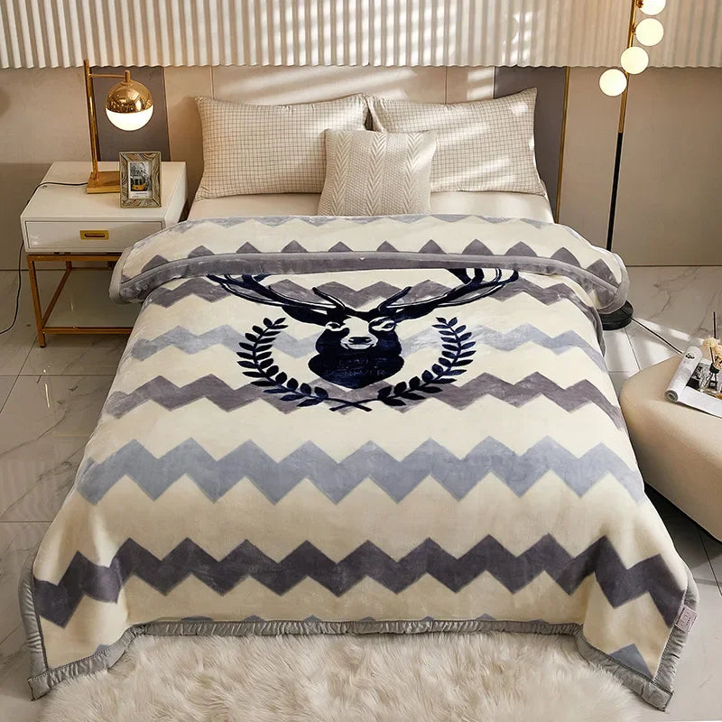 Double layer thickened to 6kg blanket quilt autumn and winter warm fleece wedding blanket cushion bedding