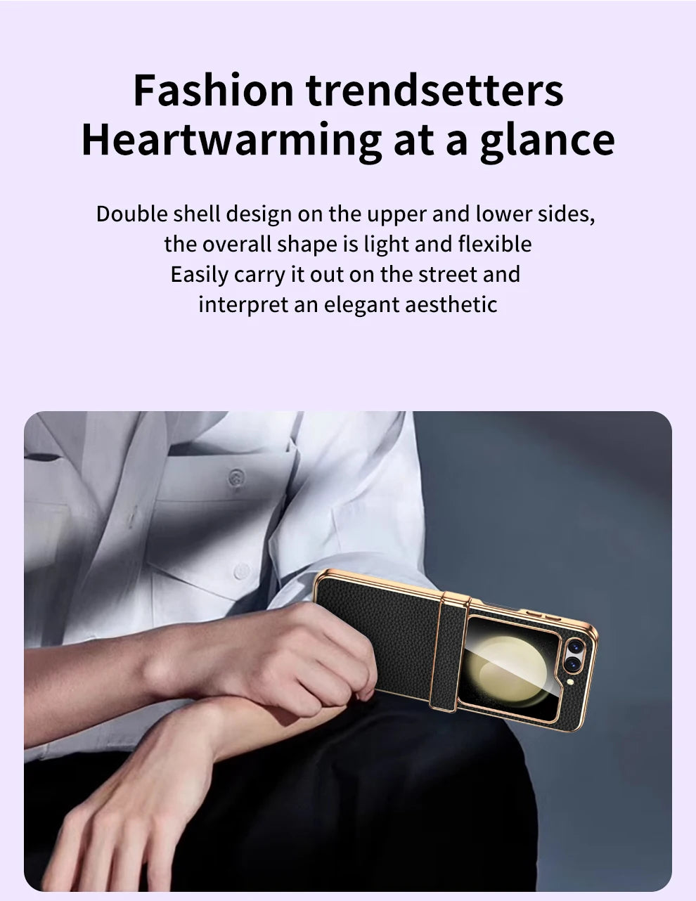 Cowhide Leather Phone Case for Samsung Galaxy Z Flip7 Flip6 Flip5 Flip 7 6 5 Luxury Hinge Protection Cover with Tempered Glass.