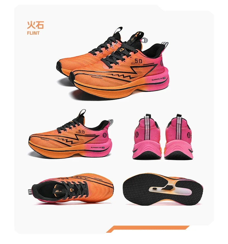 Men Sport Shoes Professional Cushioned Carbon Plate Running Shoes Breathable Lace-up Casual Sneakers Marathon Athletic Footwear