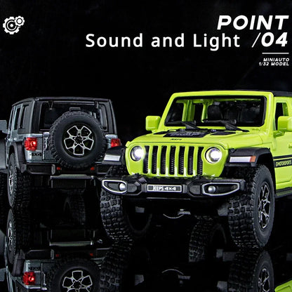1:32 Jeep Wrangler Rubicon Off-road car Alloy Model Car Toy Diecasts Metal Casting Sound and Light Car Toys For Children Vehicle.