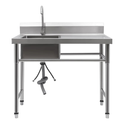 [Edelstahlspüle] 201 Edelstahlspüle – 100 x 60 x 93 cm – für gewerbliche Räumlichkeiten – tiefes Becken