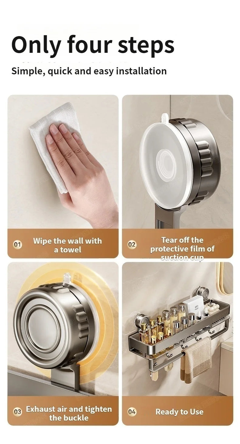 Kein Stanzen Saugnapf Saug Badezimmerregal Badezimmerregal Toilettenraum Aluminium Hängeregal Badezimmer Organizer Hängen an der Wand