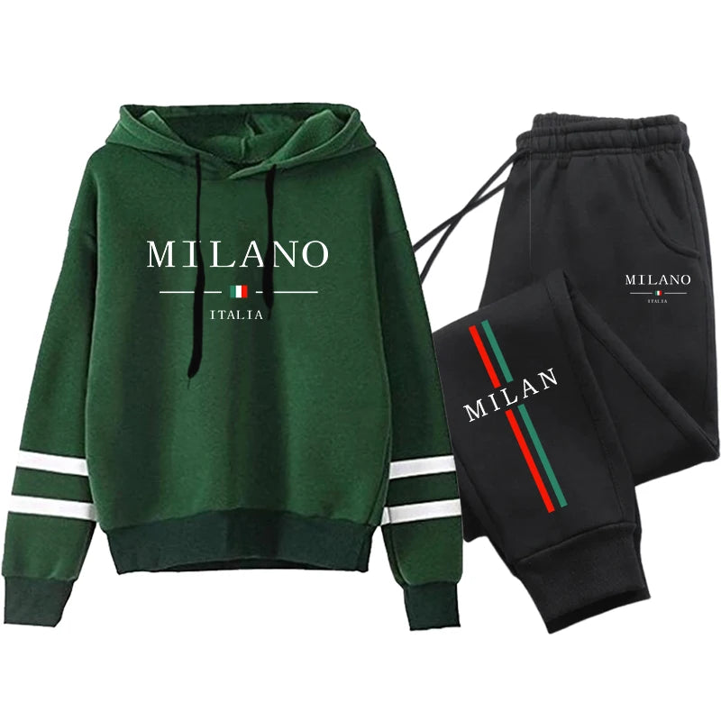 Office Home Womens Tracksuit Print Stripe Sweatshirt Set High Quality Sports Jogging Womens Clothing Fashion Casual Hoodie Suit.