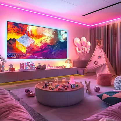 LED-Neon-Lichterkette mit App/Fernbedienung, 24 V, Musik-Synchronisierung, wasserdicht, flexibel, DIY-Design, RGB-Streifenlichter für Schlafzimmerparty.