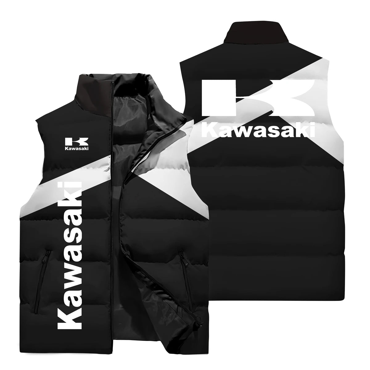 Kawasaki Sleeveless Jacket, Kawasaki Men's 3D Printed Fashion Jacket, Outdoor Sports Leisure Cycling Clothing.