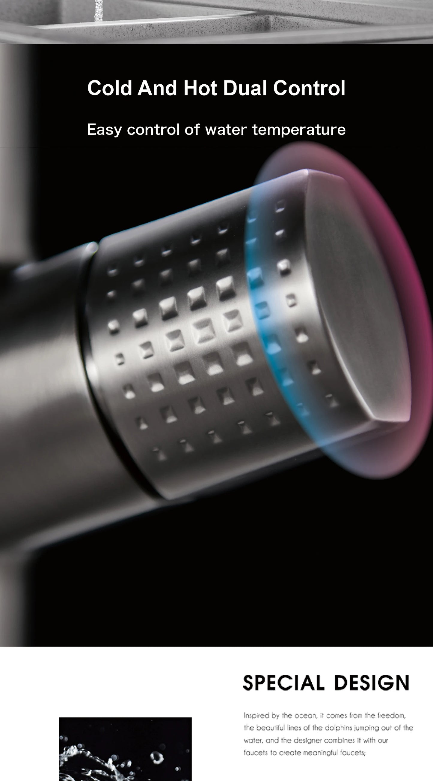 AITANA Luxury Brass Gun Grey Pull out 2-Function Kitchen Faucet Single Handle Cold and Hot Water Pure Water Design Sink Tap