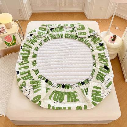 Quilted Mattress Cover For Kids Single/Double Size Rabbit Printing cubre colchón 200X220cm Anti-Mite 매트리스커버 Queen/King Size 매트리스