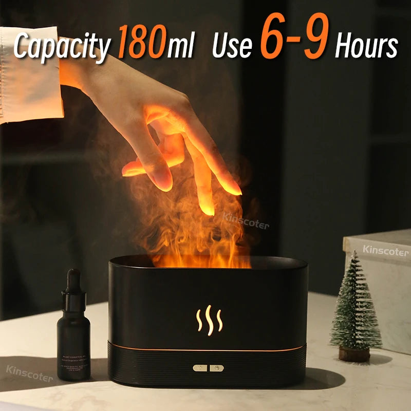 KINSCOTER Aroma Diffuser Air Humidifier Ultrasonic Cool Mist Maker Fogger Led Essential Oil Flame Lamp Difusor.