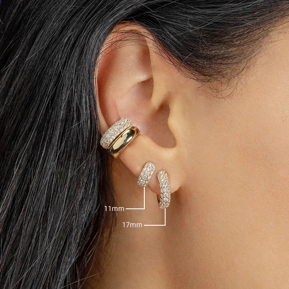 New Gold Plated Huggie Earrings with CZ Zircon Thin Ear Hoops Cartilage Earring for Women Round Minimal Earring Piercing Jewelry.