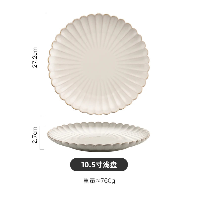Nordic Household White Bowls Dinner Plates Ceramic White Glaze Tableware Set Western Steak Dish Salad Bowl Vegetable Fish Plate