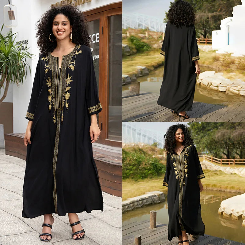 Badeanzug Vertuschungen Stickerei V-Ausschnitt Kurzarm Bad vertuschen für Frauen Kaftan Kleider