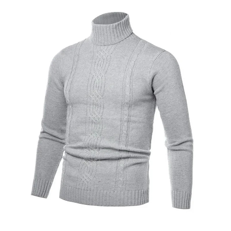 2025 Men's Warm Sweater Long Sleeve Turtleneck Sweater Retro Knitted  Pullover Sweaters.