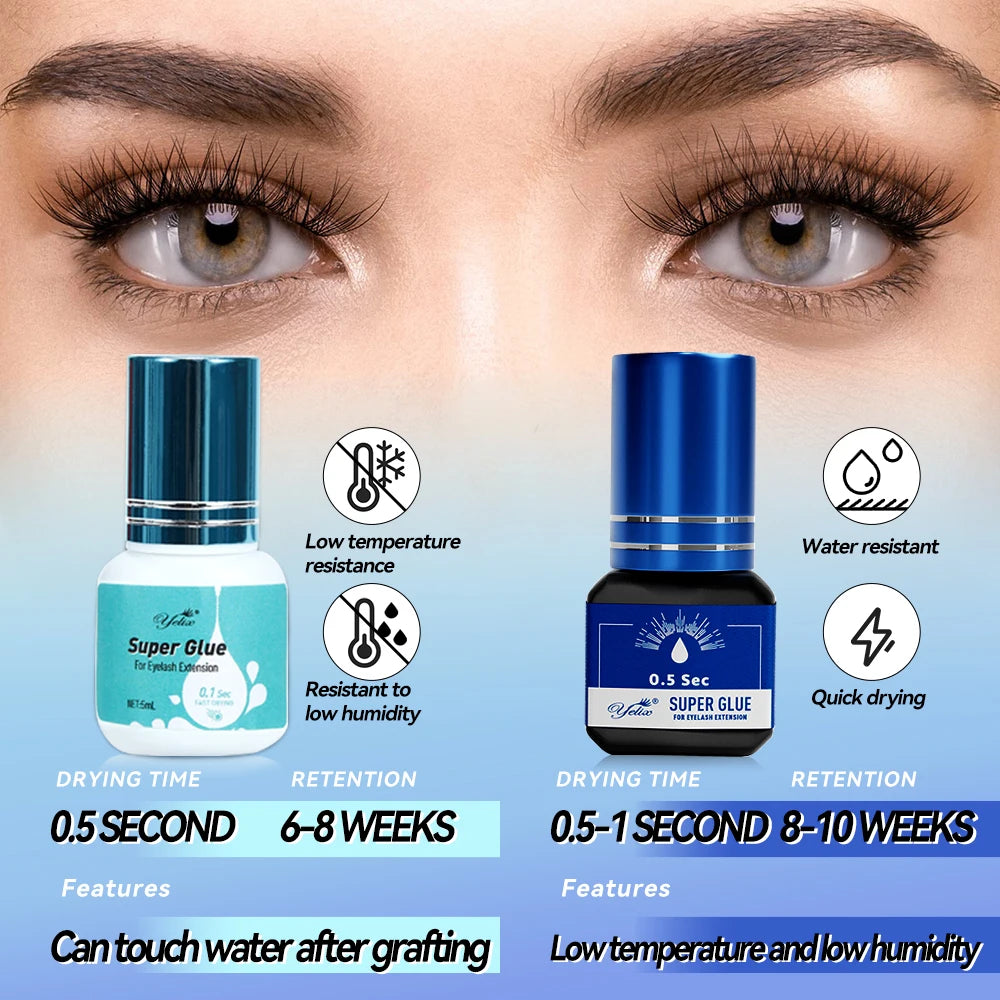 Yelix Eyelash Extension Glue 0.5-1 Sec Fast Dry Individual Lashes Glue Sensitive Eye Eyelash Glue Wholesale Customization.
