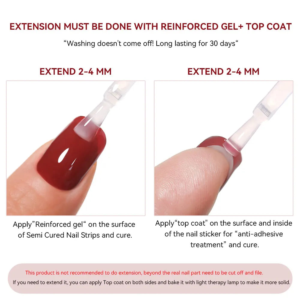 Harunouta Gradient Semi Cured Gel Nail Sticker Long-Lasting UV Nail Sticker UV/LED Extension Gel Nail Foil Gel Polish Full Cover.