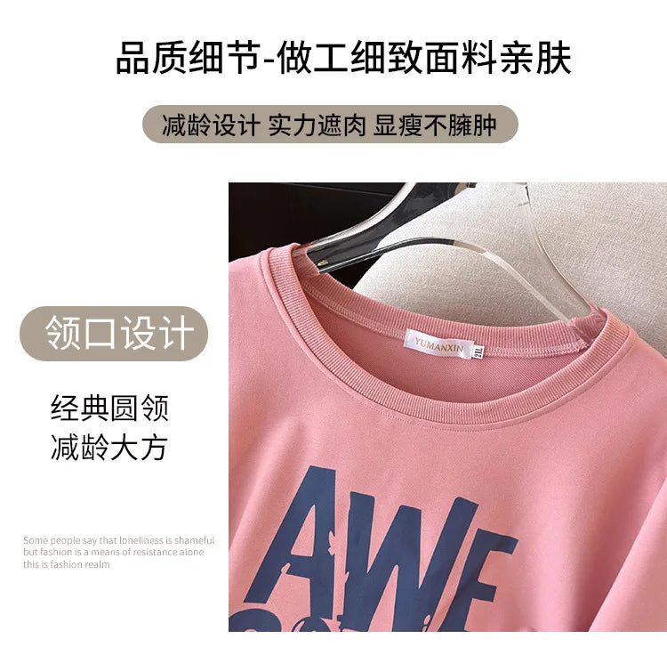 170kg plus size Damen büste Frühling Herbst Winter lose O-Neck Sweatshirt Langarm lässig Top 6xl 7xl 8xl 9xl 10xl 11xl.