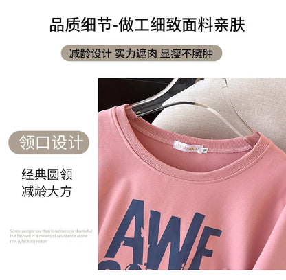 170kg plus size Damen büste Frühling Herbst Winter lose O-Neck Sweatshirt Langarm lässig Top 6xl 7xl 8xl 9xl 10xl 11xl.