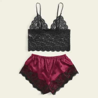 Weibliche Pyjama Sets Spaghetti Strap Top und Shorts Pyjamas Sexy Dessous Seide Satin Nachtwäsche Sommer Hause Tragen Frauen Schlaf Tuch.