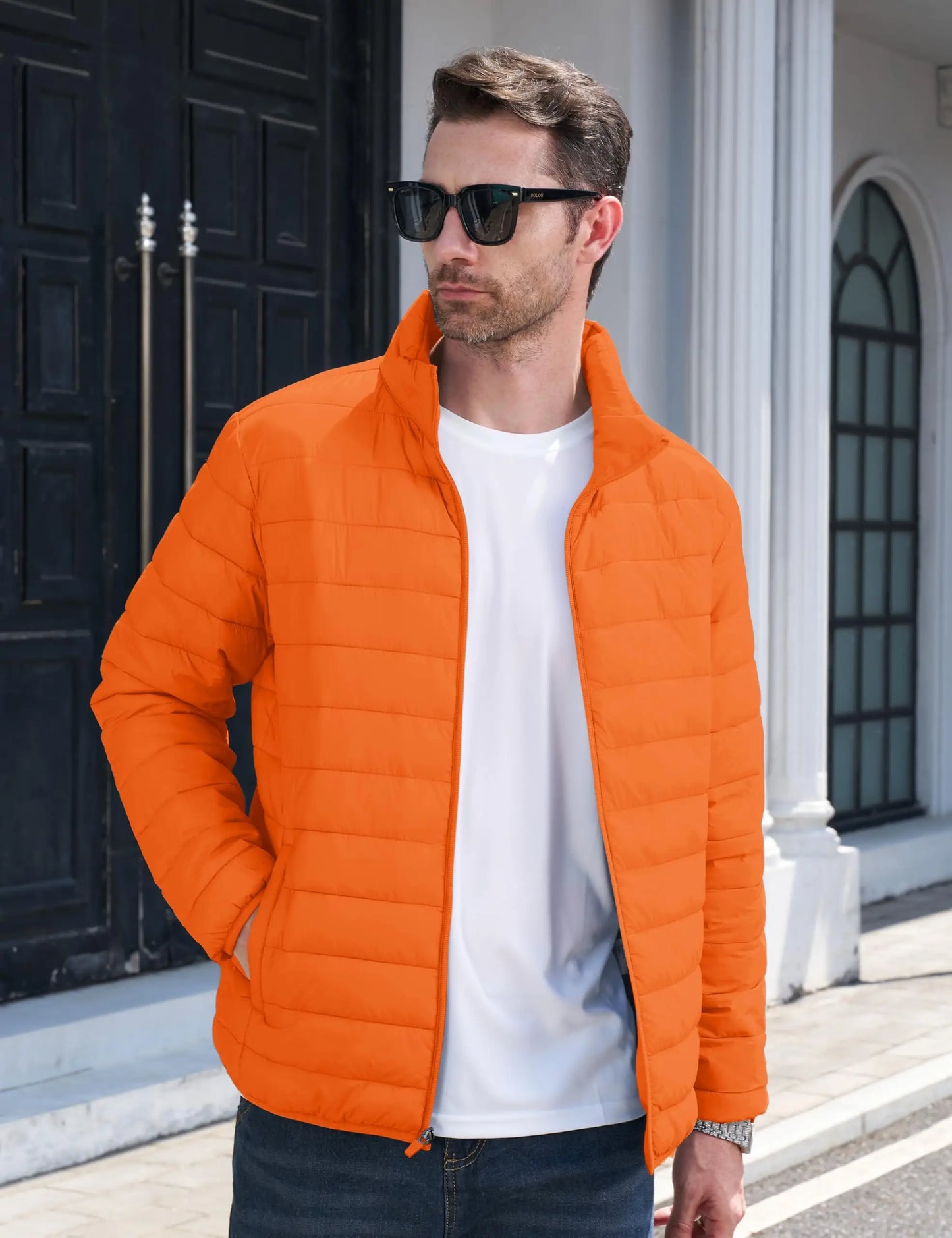 TACVASEN Stand Collar Lightweight Puffer Jackets Mens Quilted Jacket Water Resistant Ripstop Down Insulated Windbreaker Coats