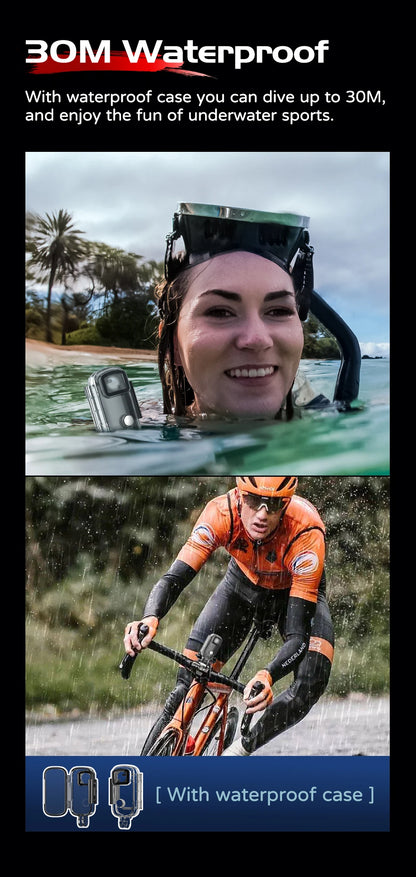 SJCAM C100 Plus Action Cam 4K Electronic Image Stabilization 2.4G WiFi 30M Waterproof With Case Sport Camera Black White.