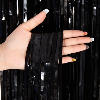 Günstig als Party, Metallic-Lametta-Folie, Fransenvorhänge, Hintergrund für Geburtstag, Silvester, Party, Foto, Hochzeit, Dekoration.