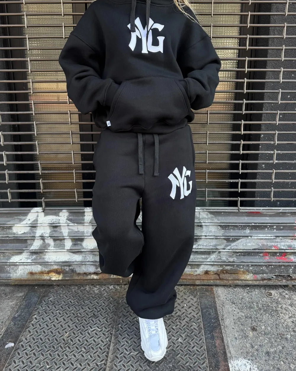 Harajuku Hip Hop Y2k Tracksuit Men Letter Print Black Two-piece Set Men Clothes Zipper Hoodie Baggy Sweatpants Casual Streetwear.