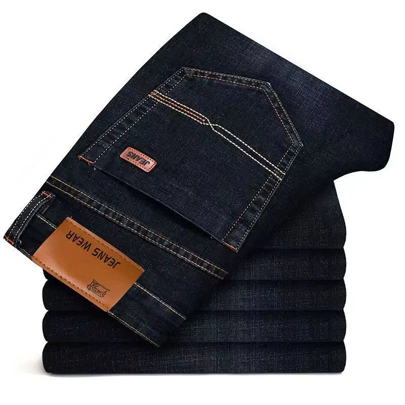 2025 Men NEW Men's Fashion Business Jeans Classic Style Casual Stretch Slim Jean Pants Male Brand Denim Trousers Black Blue Mens.