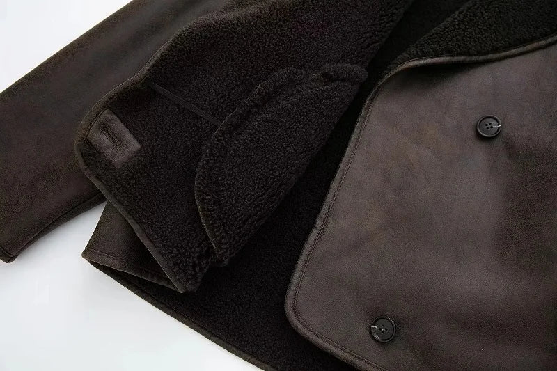 MUJER 2025 Frau Dicke Faux Leder Jacken für Frauen Herbst Winter Warme Mäntel Weibliche Demi-saison Plüsch Jacke Frauen Outer.