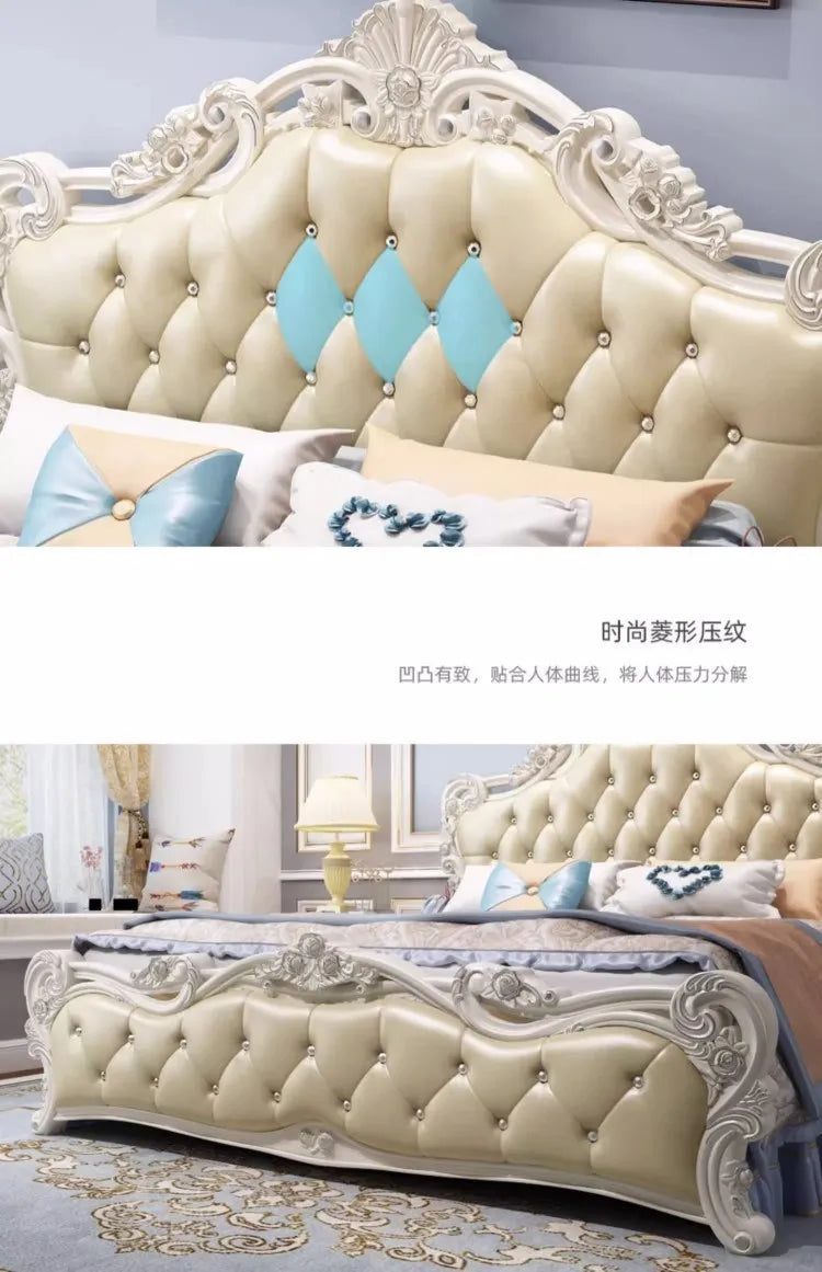 Weißes hohes Doppelbett mit Schubladen, schlichtes rosa nordisches italienisches 180 x 200 cm großes Luxusbett, moderne Mädchenvilla, Cama-Hochzeitsmöbel